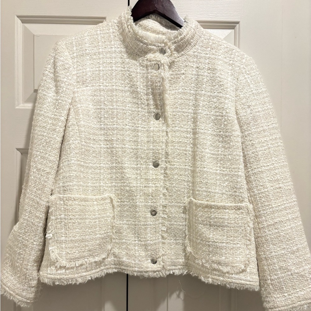 Ann Taylor Cream Tweed Blazer